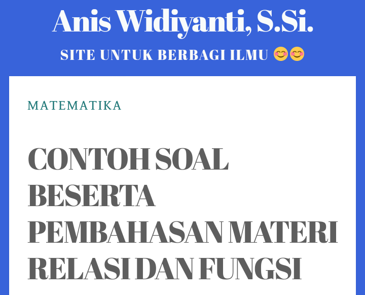 Detail Contoh Soal Relasi Dan Fungsi Kelas 8 Nomer 51