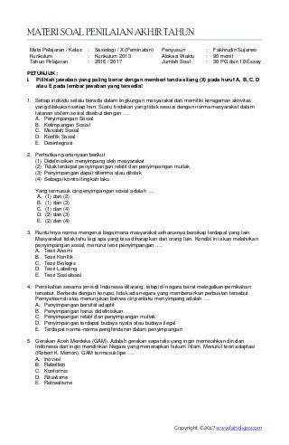 Detail Contoh Soal Sosiologi Dan Jawabannya Nomer 12