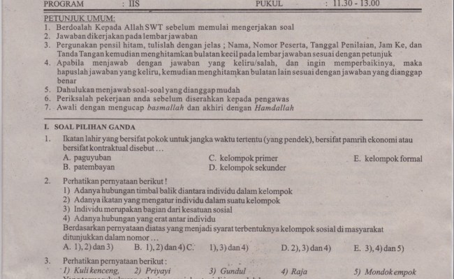 Detail Contoh Soal Sosiologi Dan Jawabannya Nomer 29