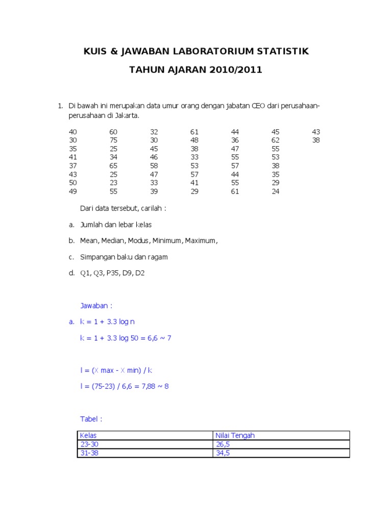 Detail Contoh Soal Statistika Dan Penyelesaiannya Untuk Mahasiswa Nomer 49