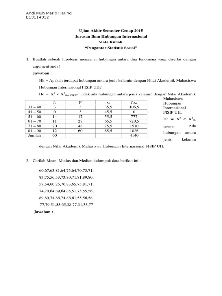 Detail Contoh Soal Statistika Dan Penyelesaiannya Untuk Mahasiswa Nomer 8