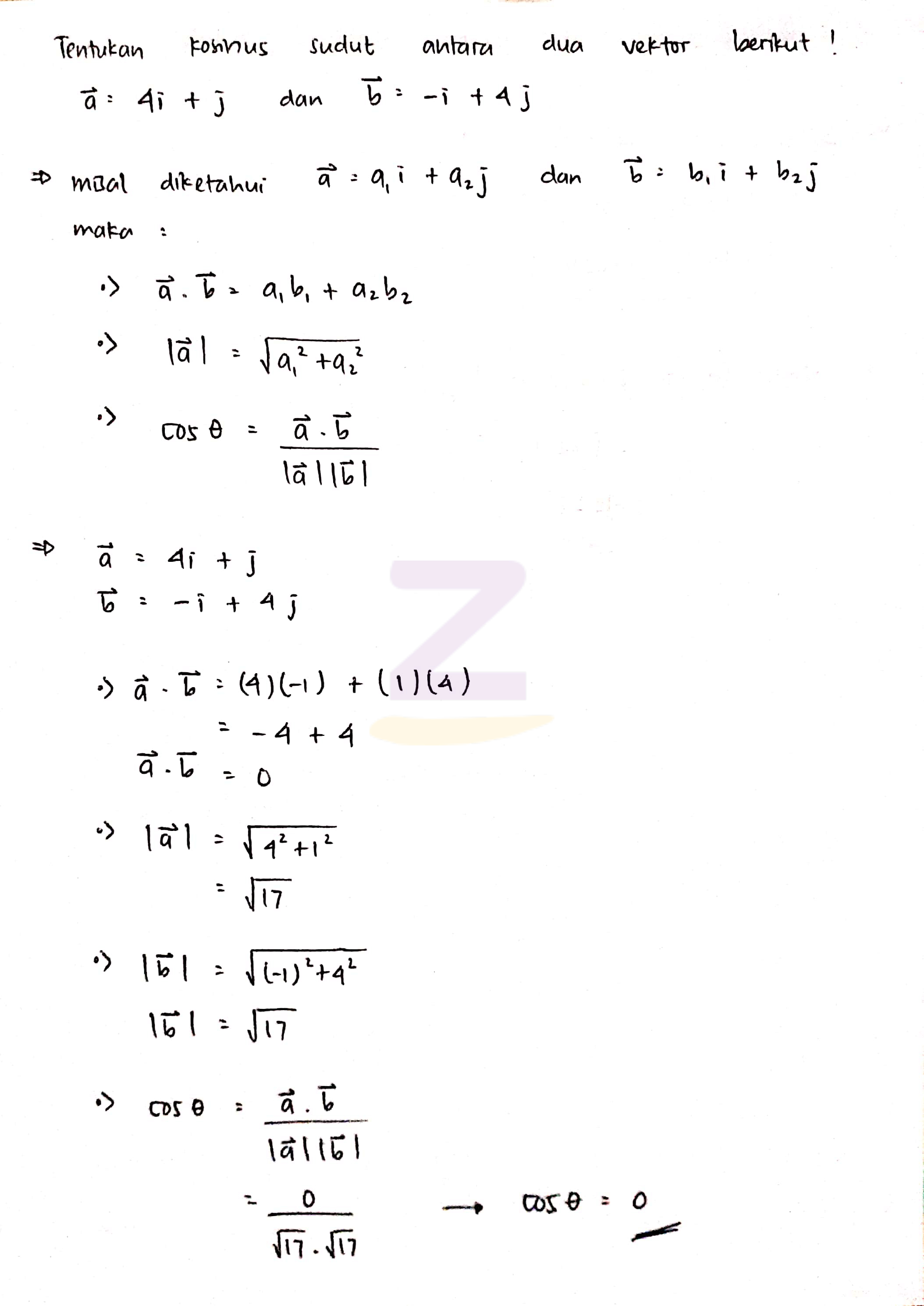 Detail Contoh Soal Sudut Antara Dua Vektor Nomer 3