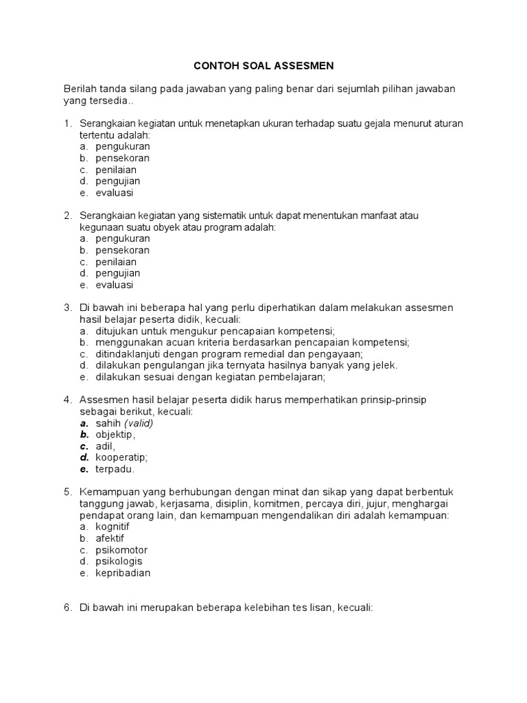 Detail Contoh Soal Tes Assessment Nomer 2