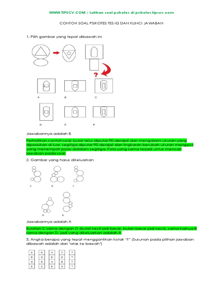 Detail Contoh Soal Tes Iq Gambar Dan Jawabannya Nomer 6