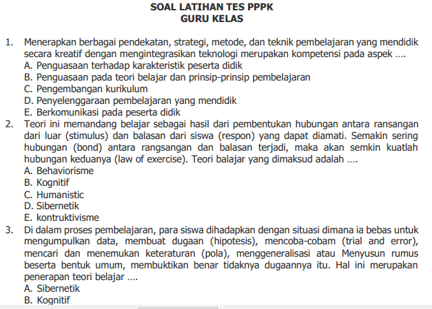 Detail Contoh Soal Tes Pppk 2019 Beserta Jawabannya Nomer 9