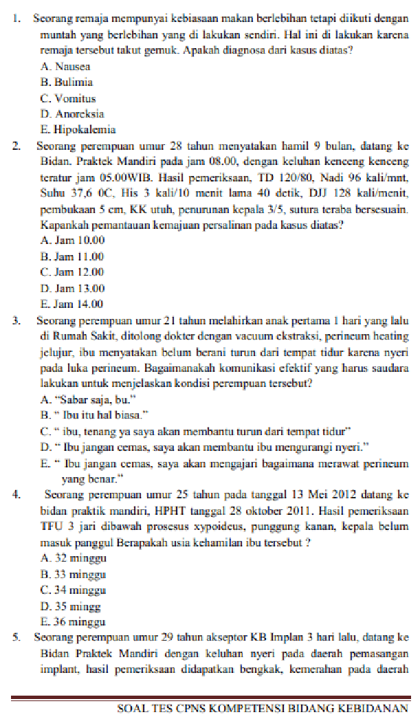 Contoh Soal Tes Tulis Masuk Rumah Sakit Untuk Bidan - KibrisPDR