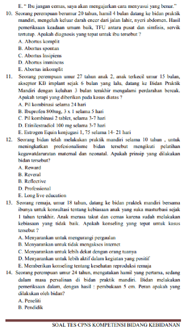 Detail Contoh Soal Tes Tulis Masuk Rumah Sakit Untuk Bidan Nomer 10