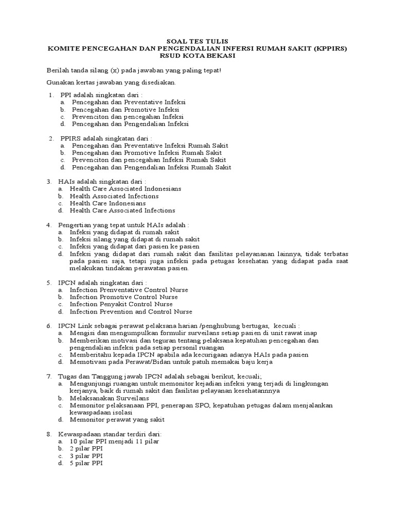 Detail Contoh Soal Tes Tulis Masuk Rumah Sakit Untuk Bidan Nomer 12