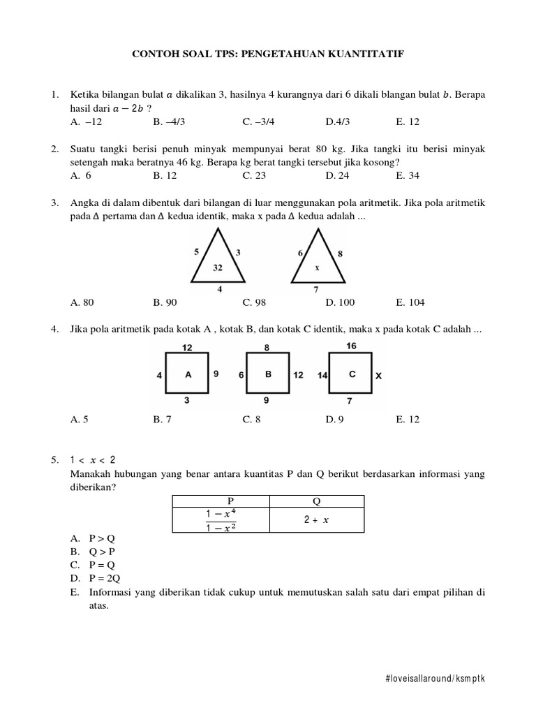 Detail Contoh Soal Tps Kuantitatif Nomer 4