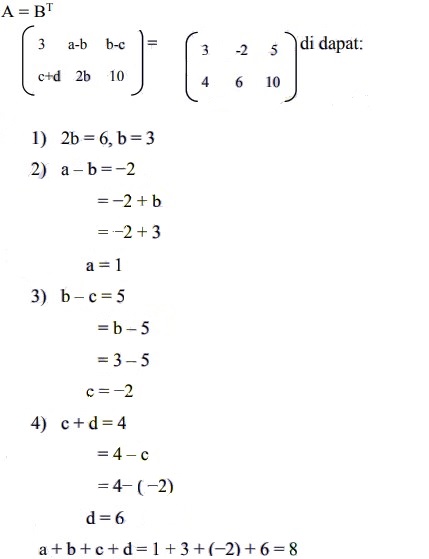 Detail Contoh Soal Transpose Matriks Dan Jawabannya Nomer 40