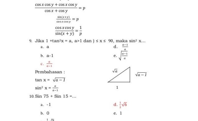 Detail Contoh Soal Trigonometri Beserta Jawabannya Nomer 21