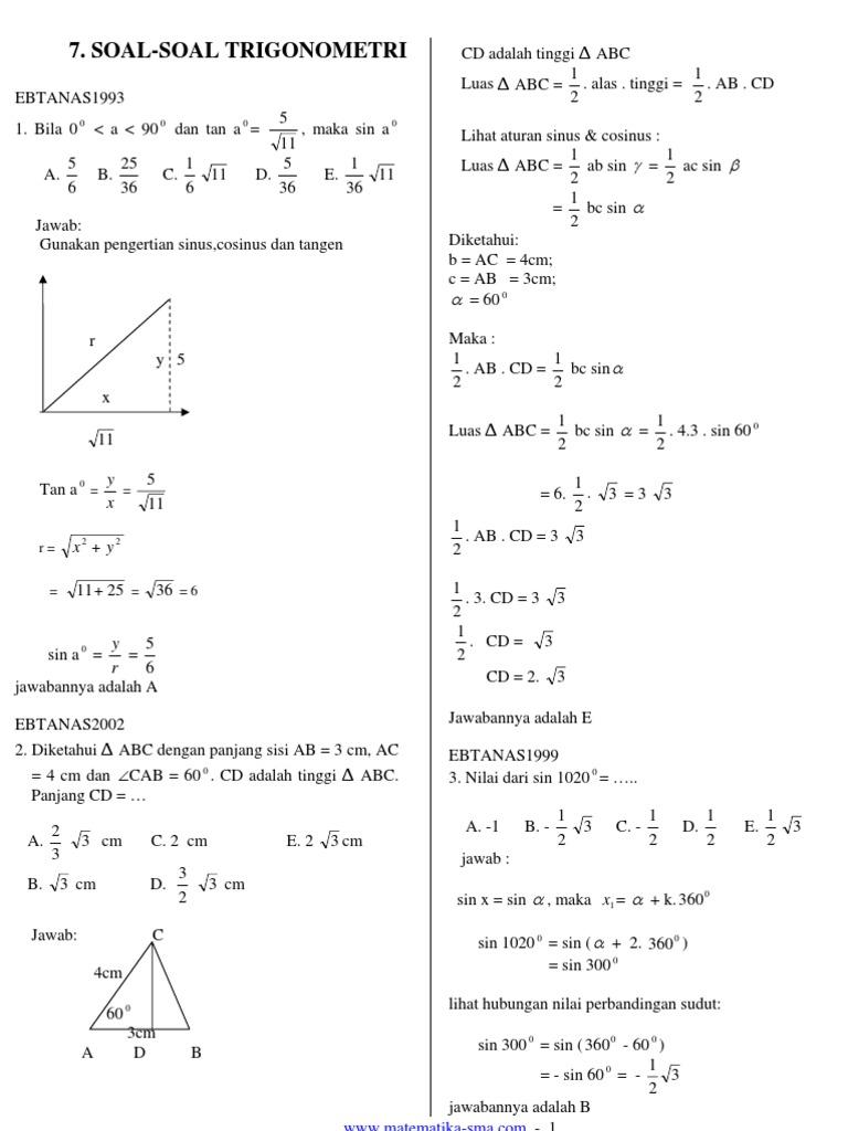 Detail Contoh Soal Trigonometri Kelas 10 Dan Pembahasannya Nomer 19