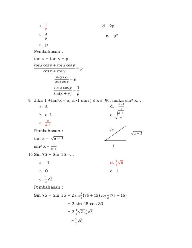 Detail Contoh Soal Trigonometri Kelas 10 Dan Pembahasannya Nomer 23