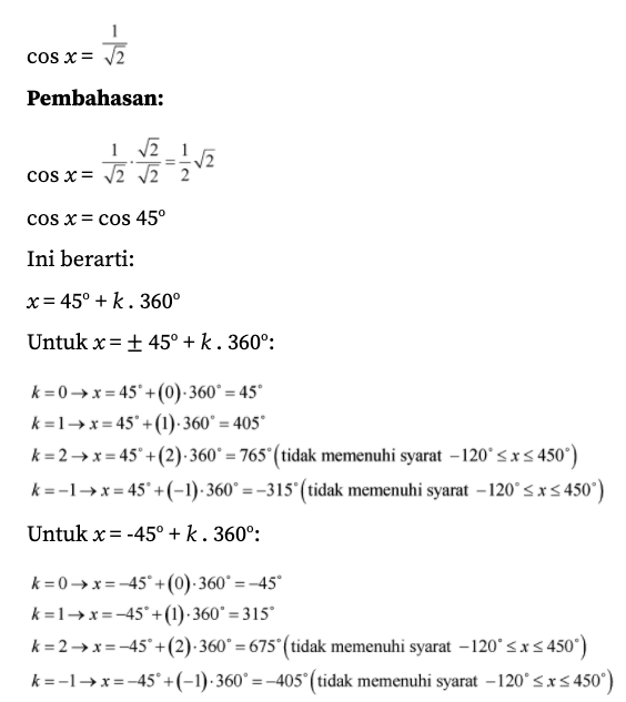 Detail Contoh Soal Trigonometri Kelas 10 Dan Pembahasannya Nomer 45