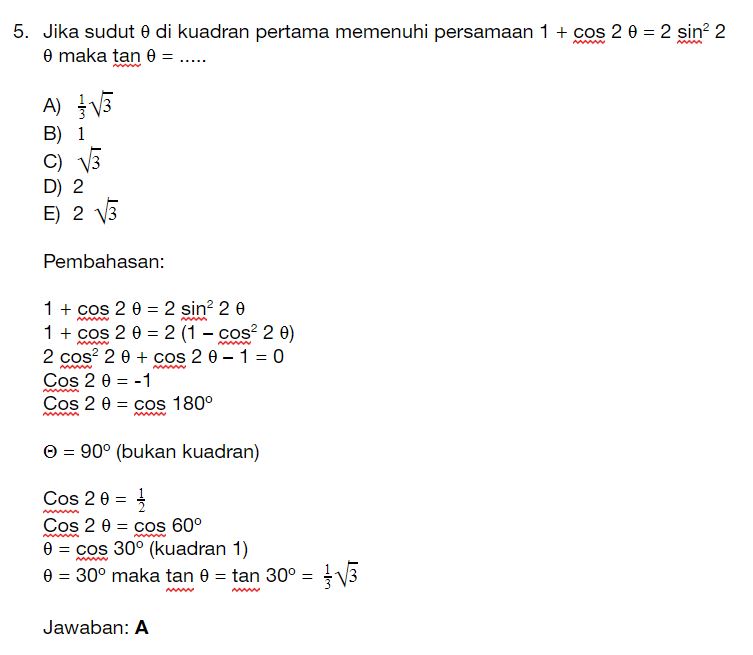 Detail Contoh Soal Trigonometri Kelas 10 Dan Pembahasannya Nomer 50