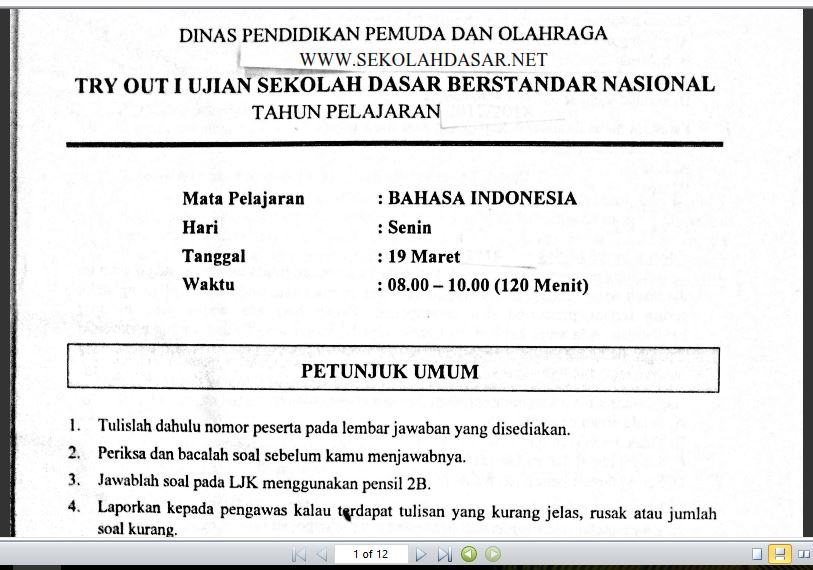 Contoh Soal Try Out Bahasa Indonesia Kelas 6 2019 - KibrisPDR