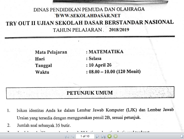 Detail Contoh Soal Try Out Bahasa Indonesia Kelas 6 2019 Nomer 43