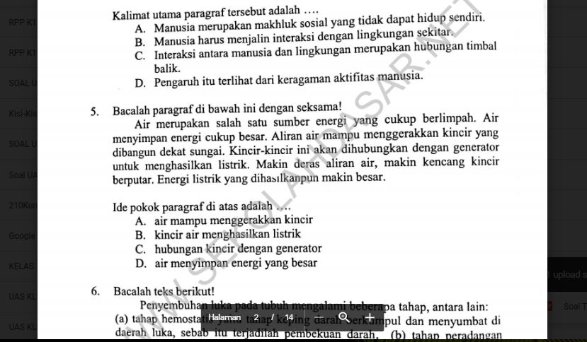 Detail Contoh Soal Try Out Bahasa Indonesia Kelas 6 2019 Nomer 6