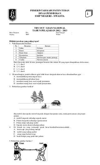 Detail Contoh Soal Try Out Ipa Smp Kelas 9 Dan Pembahasannya Nomer 7