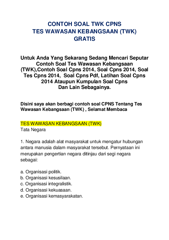 Detail Contoh Soal Twk Dan Pembahasannya Nomer 7