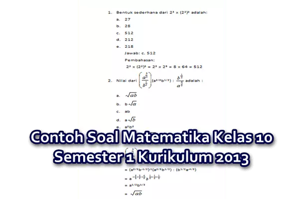 Detail Contoh Soal Uts Matematika Kelas 10 Semester 1 Dan Pembahasannya Nomer 2