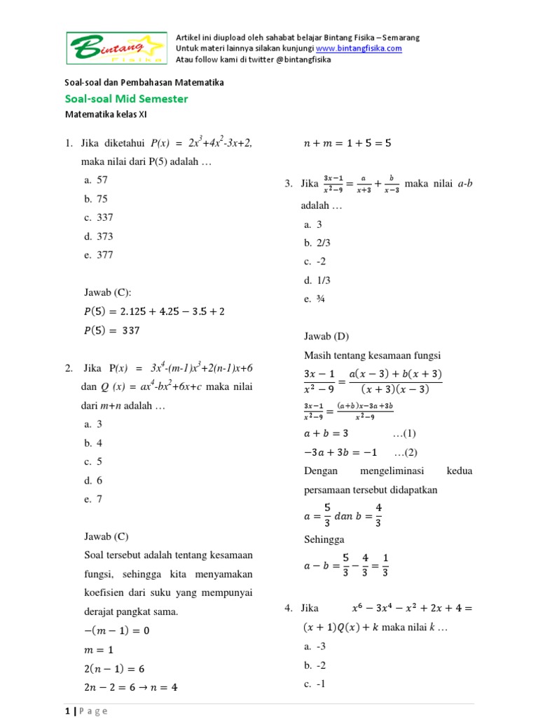 Detail Contoh Soal Uts Matematika Kelas 10 Semester 1 Dan Pembahasannya Nomer 3