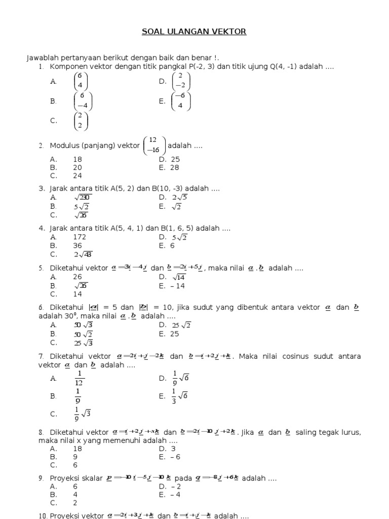 Detail Contoh Soal Vektor Matematika Nomer 15
