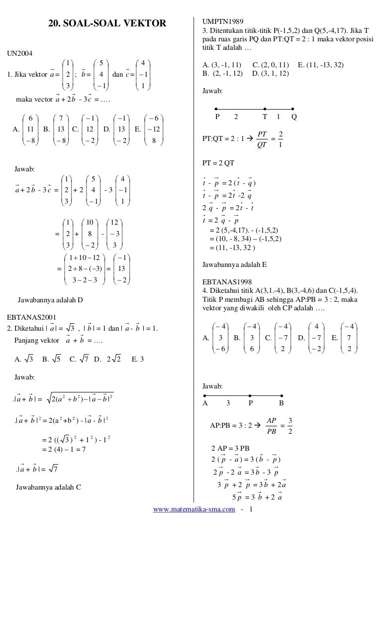 Detail Contoh Soal Vektor Matematika Nomer 3