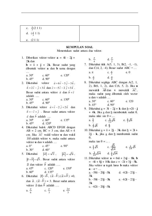 Detail Contoh Soal Vektor Matematika Nomer 50