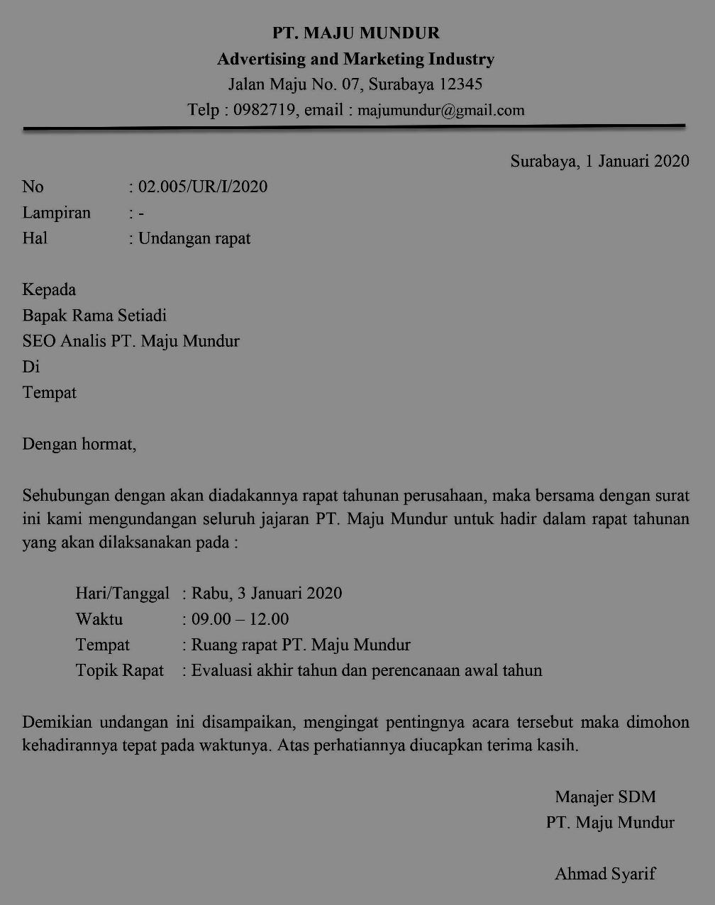 Detail Contoh Surat Dinas Undangan Rapat Nomer 14