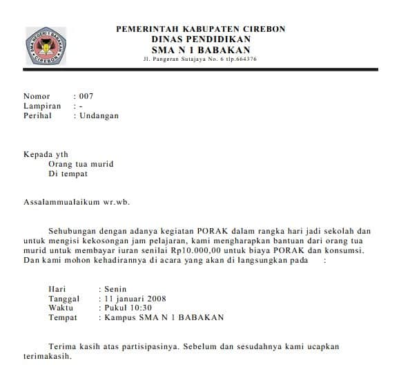 Detail Contoh Surat Formal Bahasa Indonesia Nomer 40