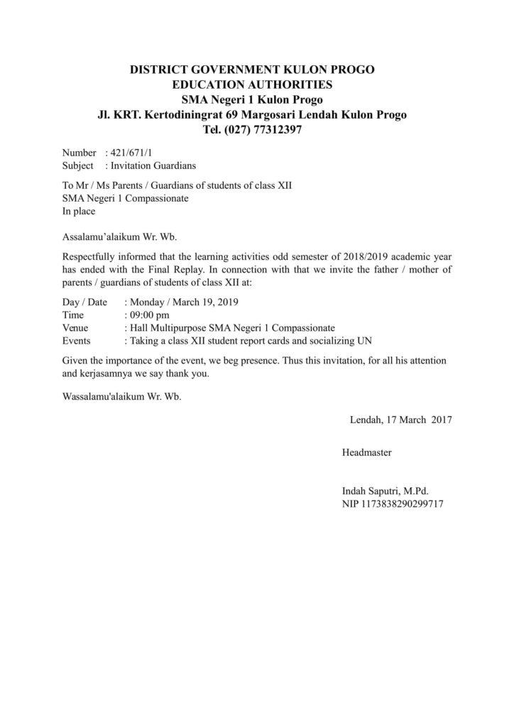 Detail Contoh Surat Formal Dalam Bahasa Indonesia Nomer 3