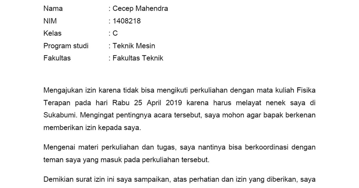 Detail Contoh Surat Izin Acara Keluarga Nomer 46