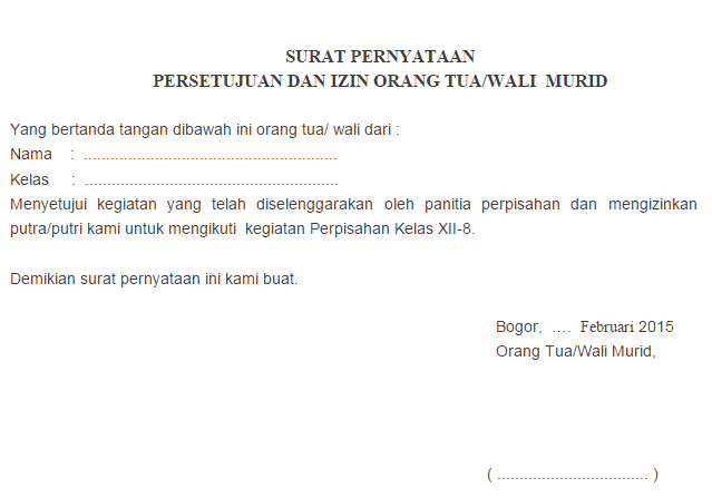 Detail Contoh Surat Izin Dari Orang Tua Untuk Mengikuti Kegiatan Nomer 9