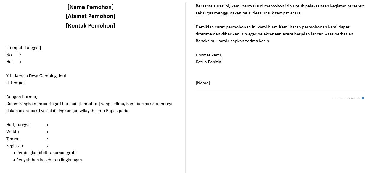 Detail Contoh Surat Izin Tempat Acara Nomer 31