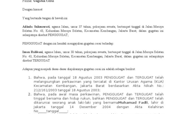 Detail Contoh Surat Jawaban Gugatan Cerai Nomer 14