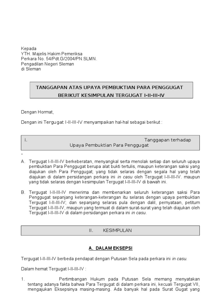 Detail Contoh Surat Kesimpulan Gugatan Cerai Penggugat Nomer 13