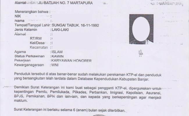 Detail Contoh Surat Keterangan Ktp Sementara Nomer 25