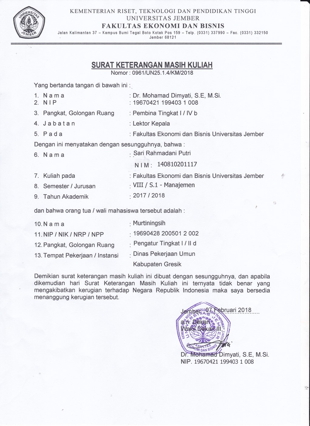 Detail Contoh Surat Keterangan Penghasilan Orang Tua Untuk Daftar Kuliah Nomer 49