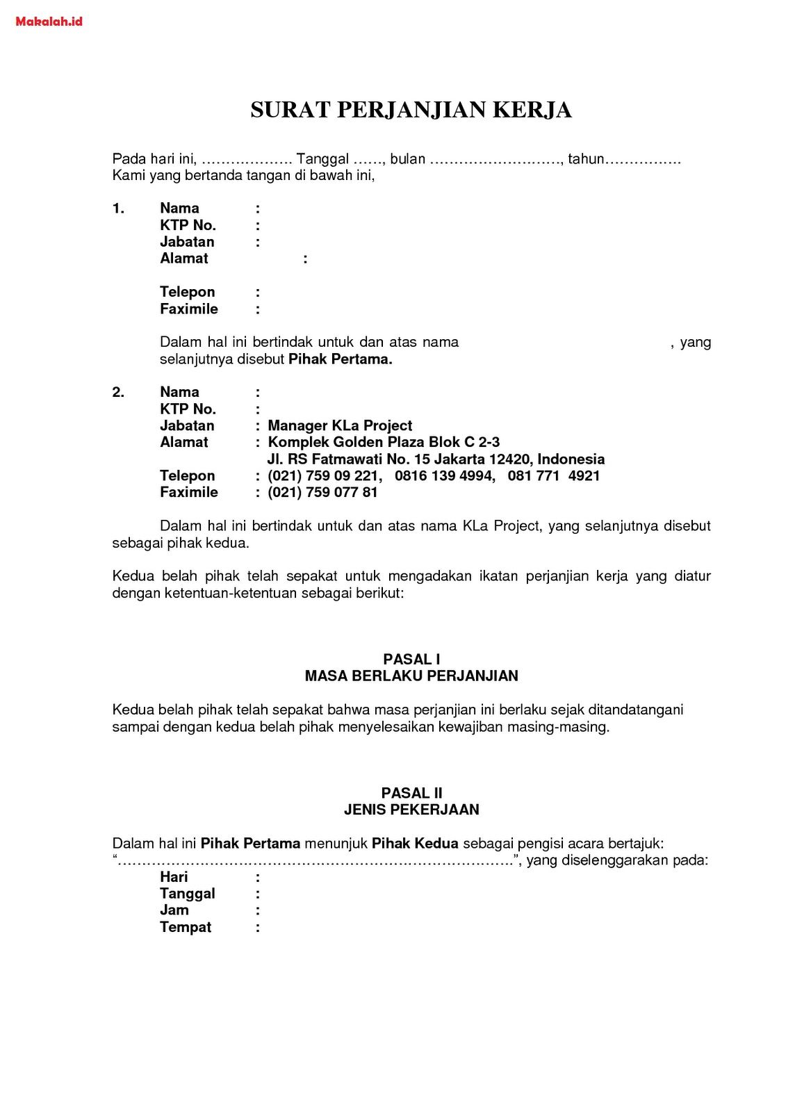 Detail Contoh Surat Kontrak Kerja Karyawan Dalam Bahasa Inggris Nomer 18