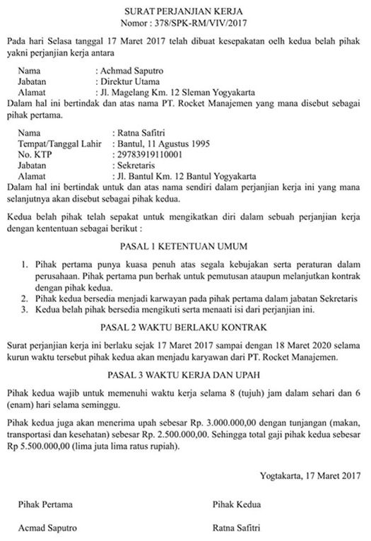 Detail Contoh Surat Kontrak Kerja Karyawan Dalam Bahasa Inggris Nomer 34