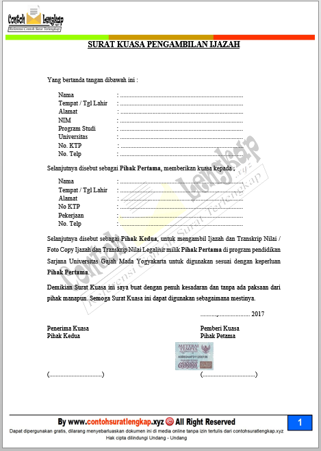 Detail Contoh Surat Kuasa Untuk Mengambil Ijazah Nomer 20