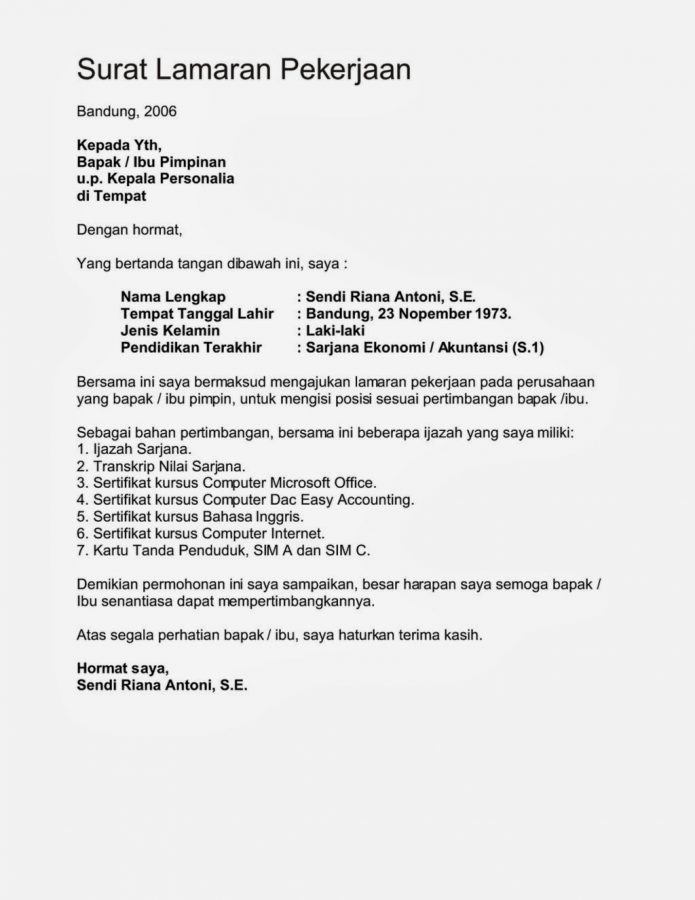 Detail Contoh Surat Lamaran Kerja Bahasa Inggris Untuk Fresh Graduate Nomer 50