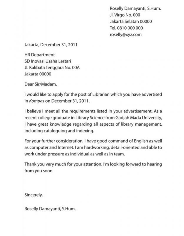 Detail Contoh Surat Lamaran Kerja Bahasa Inggris Untuk Fresh Graduate Nomer 9