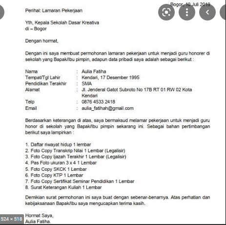 Detail Contoh Surat Lamaran Kerja Beserta Daftar Riwayat Hidup Nomer 32