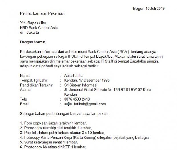 Detail Contoh Surat Lamaran Kerja It Bahasa Inggris Nomer 48