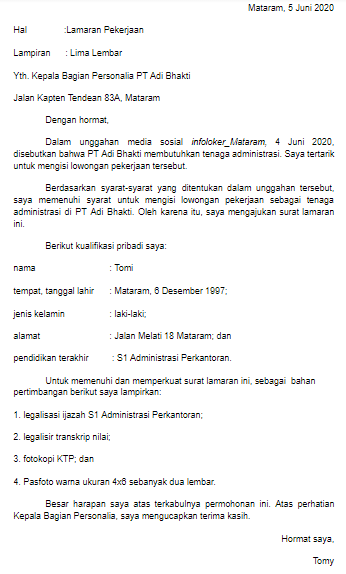 Detail Contoh Surat Lamaran Kerja Untuk Bagian Administrasi Nomer 46