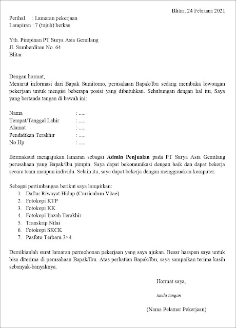 Detail Contoh Surat Lamaran Kerja Untuk Bagian Administrasi Nomer 52