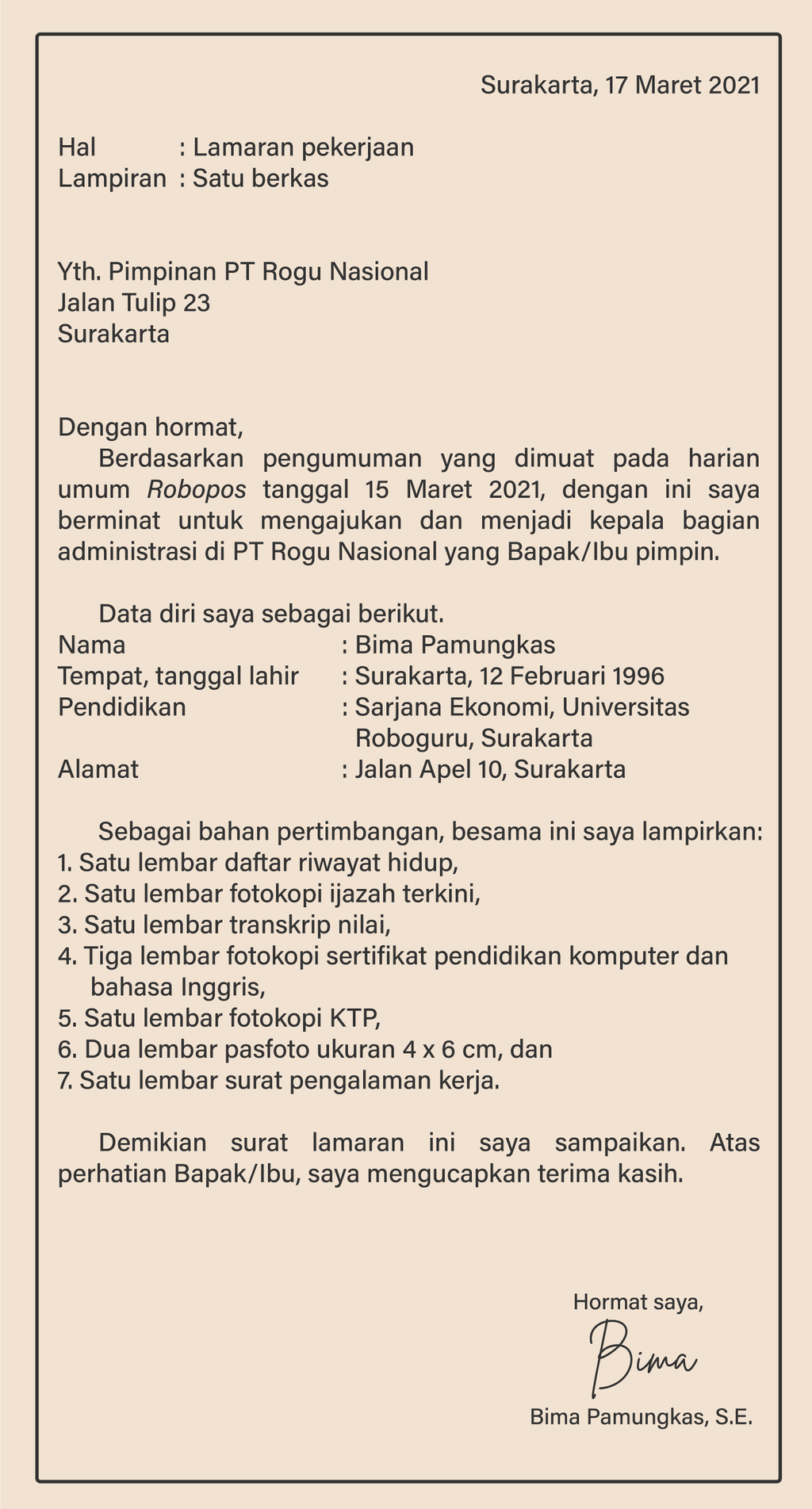 Detail Contoh Surat Lamaran Kerja Untuk Bagian Administrasi Nomer 53