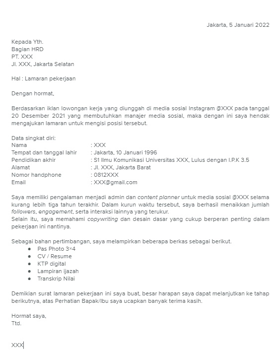 Detail Contoh Surat Lamaran Kerja Untuk Hrd Nomer 43